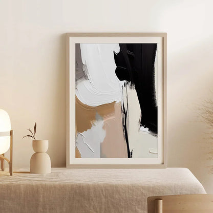 Earthen Abstract Monochrome Fusion Canvas Print Wall Art For Modern Living Room Bedroom Home Office Decor