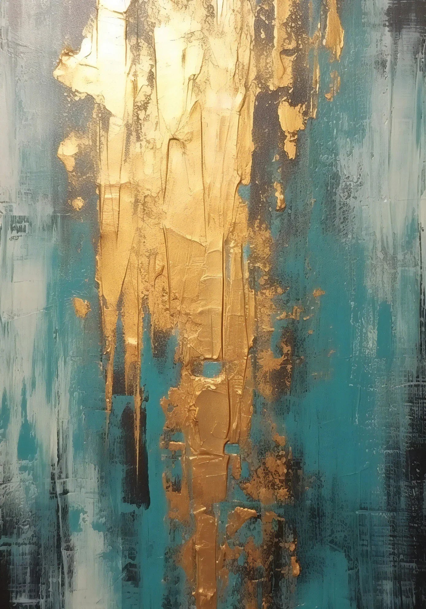 Abstract Black Grey Green Golden Wall Art Canvas Print For Modern Apartment Living Room Decor