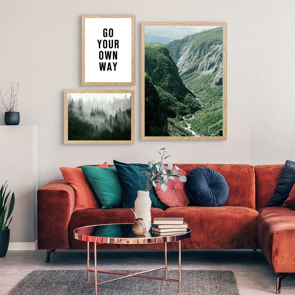 Scandinavian Scenery Landscape Forest Motivational Nordic Canvas Prints Gallery Wall Art Set Of 3 Posters For Modern Living Room Wall Decor