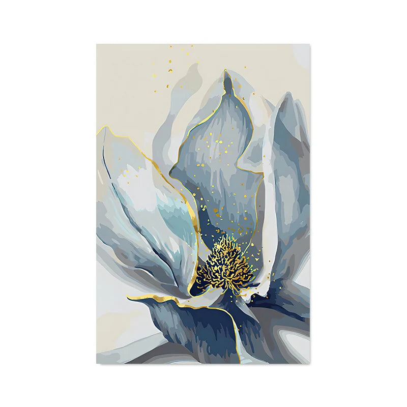 Large Blue Flowers Watercolor Wall Art Canvas Prints Botanical Abstract Posters For Modern Living Room Bedroom Wall Art Decor