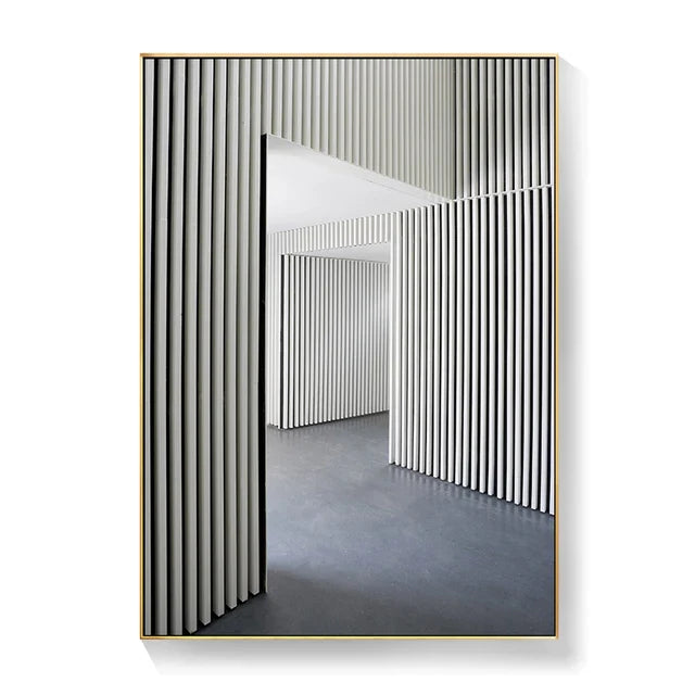 Black White Architectural Interiors Wall Art Canvas Prints For Modern Loft Living Room Home Office Decor