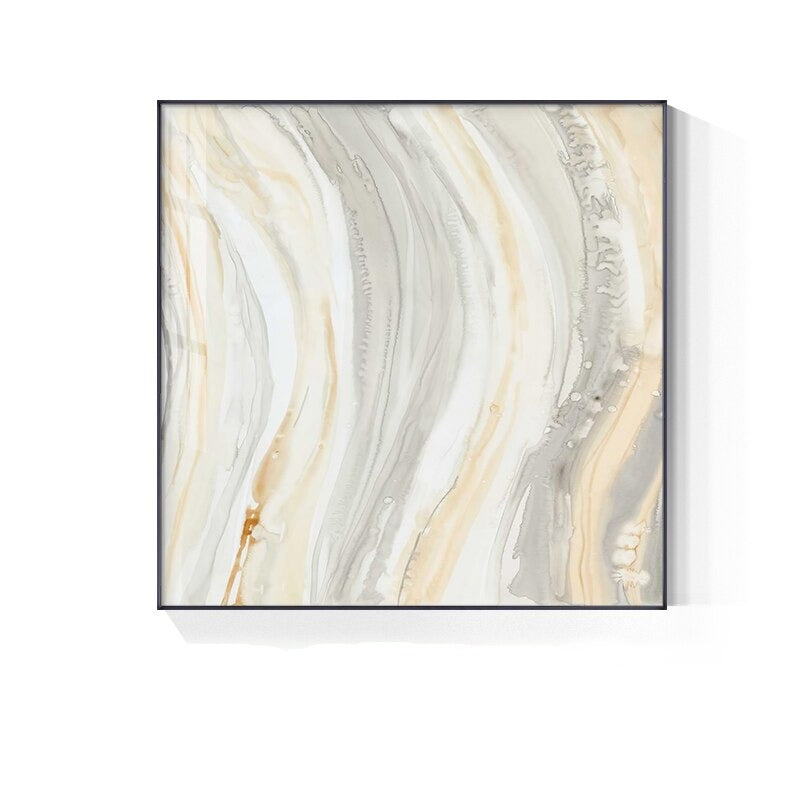 Abstract Minimalist Grey Beige Marble Wall Art Canvas Prints Square Format Poster For Modern Living Room Dining Bedroom Wall Decor