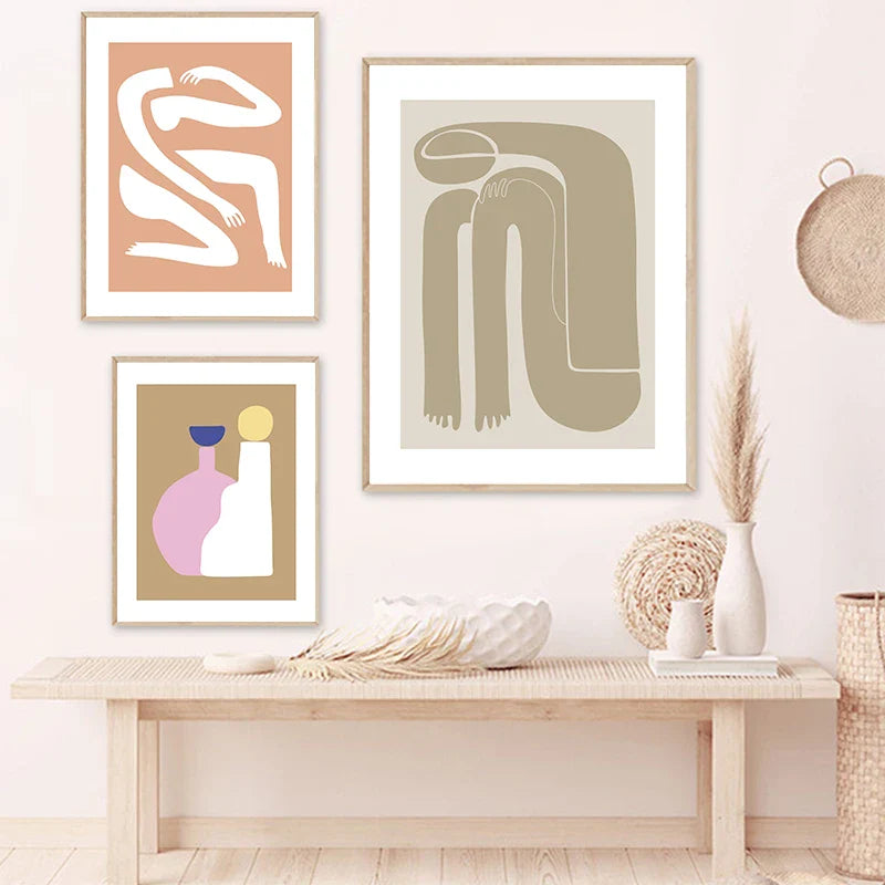 Abstract Minimalist Figure Art Pastel Canvas Prints Wall Art For Living Room Bedroom Modern Home Wall Decor