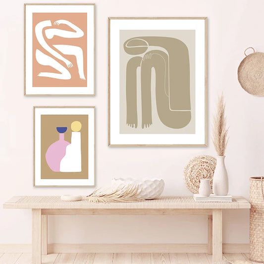 Abstract Minimalist Figure Art Pastel Canvas Prints Wall Art For Living Room Bedroom Modern Home Wall Decor