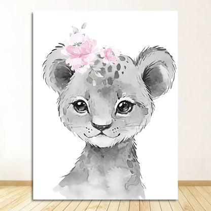 Cute Animals Nursery Posters Personalized Baby's Name Wall Art Canvas Prints For Baby's Room Kids' Room Wall Decor