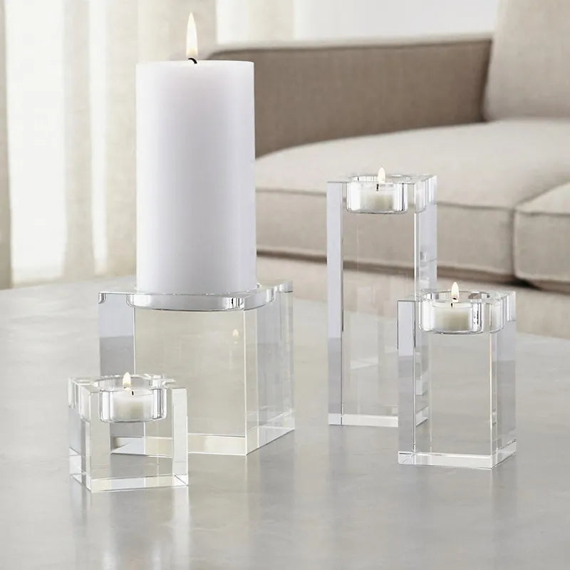 Glass Candle Holder For Tabletop Coffee Table Candle Stands For Modern Living Room