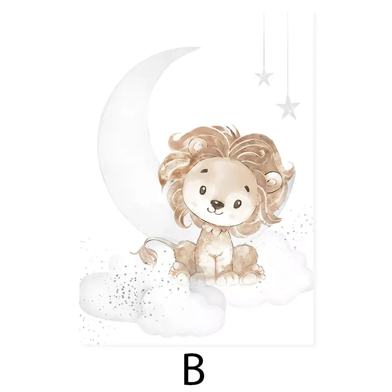 Baby Elephant Monkey Animals Nursery Wall Art Fine Art Canvas Prints Cute Pastel Poster For Baby's Room Kids Room Wall Decor