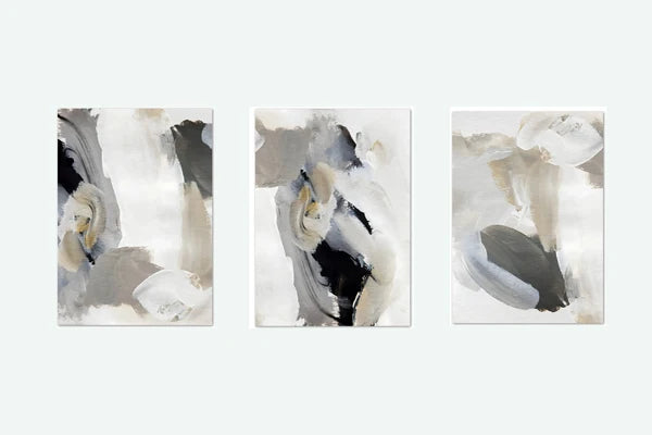 Abstract Brush Strokes Black White Wall Art Fine Art Canvas Prints For Modern Scandinavian Apartment Decor