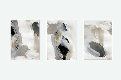 Abstract Brush Strokes Black White Wall Art Fine Art Canvas Prints For Modern Scandinavian Apartment Decor