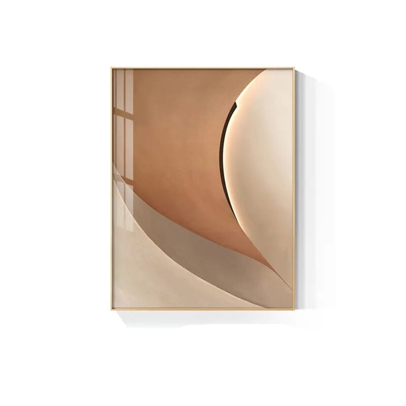 Abstract Terracotta Curves Modern Minimalist Wall Art Canvas Prints For Living Room Hotel Room Interior Design
