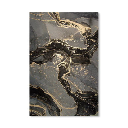Abstract Black Gray Golden Liquid Marble Print Wall Art Fine Art Canvas Prints For Modern Apartment Living Room Home Office Decor