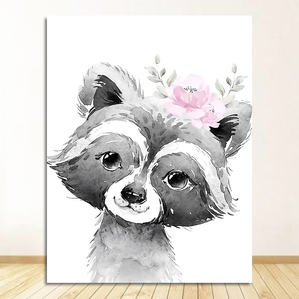 Cute Animals Nursery Posters Personalized Baby's Name Wall Art Canvas Prints For Baby's Room Kids' Room Wall Decor