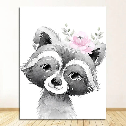 Cute Animals Nursery Posters Personalized Baby's Name Wall Art Canvas Prints For Baby's Room Kids' Room Wall Decor