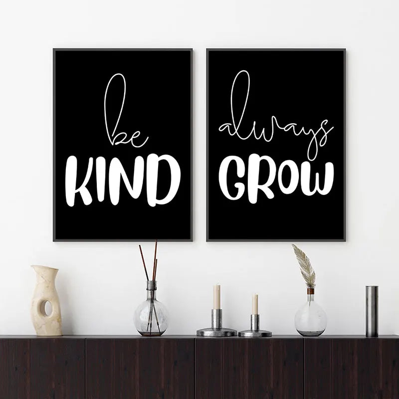 Black and White Motivational Posters Wall Art Canvas Prints Minimalist Wall Art  for Modern Interiors