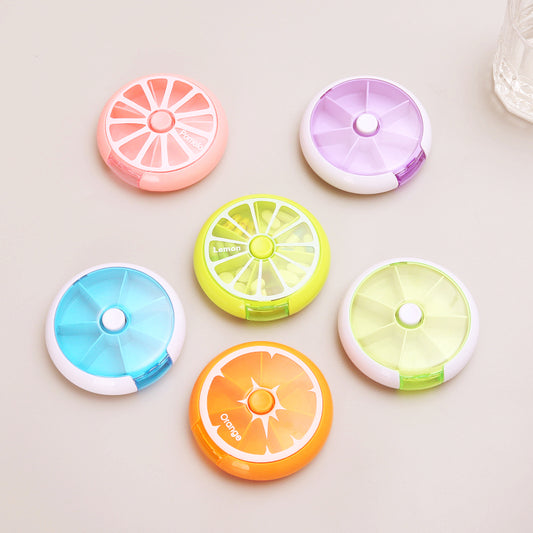 Small Cute Portable Pill Box Round Travel Friendly Pill Organizer