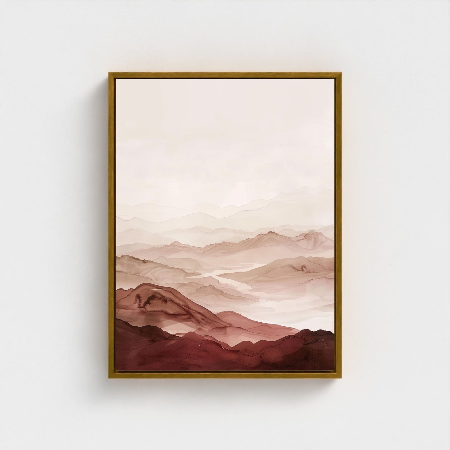 Soft Desert Mountain Landscape Framed Wall Art Canvas Print - Minimalist Nature Artwork