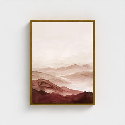 Soft Desert Mountain Landscape Framed Wall Art Canvas Print - Minimalist Nature Artwork