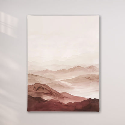Soft Desert Mountain Landscape Framed Wall Art Canvas Print - Minimalist Nature Artwork