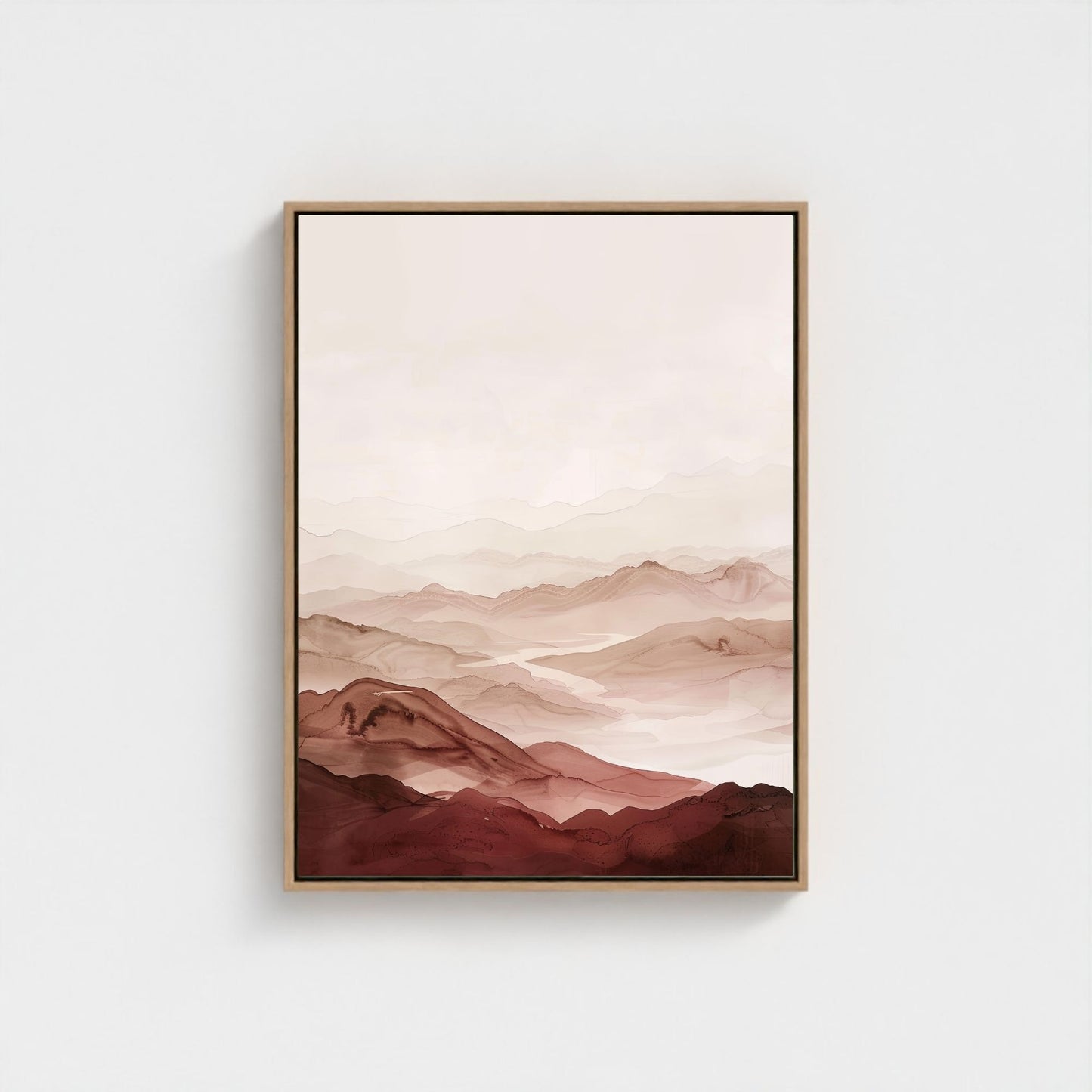 Soft Desert Mountain Landscape Framed Wall Art Canvas Print - Minimalist Nature Artwork