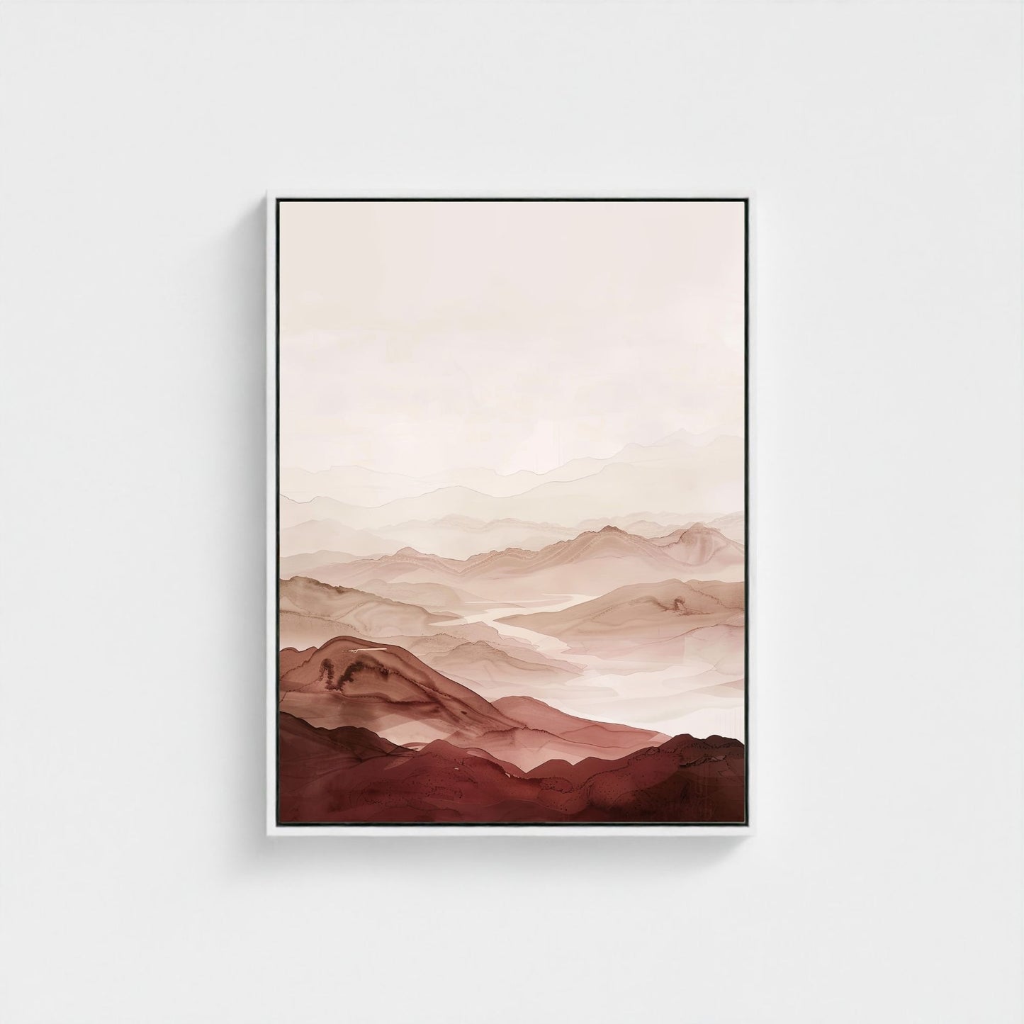 Soft Desert Mountain Landscape Framed Wall Art Canvas Print - Minimalist Nature Artwork