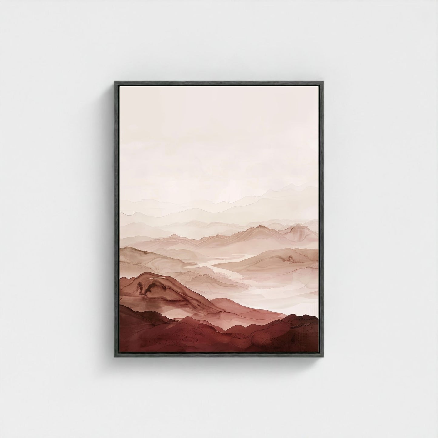 Soft Desert Mountain Landscape Framed Wall Art Canvas Print - Minimalist Nature Artwork