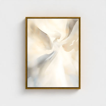 Soft Neutral Abstract Angel Framed Wall Art Canvas Print – Beige Cream Minimalist Modern Canvas Artwork for Scandinavian Home Decor