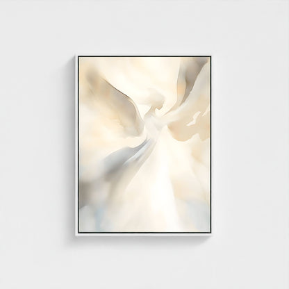 Soft Neutral Abstract Angel Framed Wall Art Canvas Print – Beige Cream Minimalist Modern Canvas Artwork for Scandinavian Home Decor