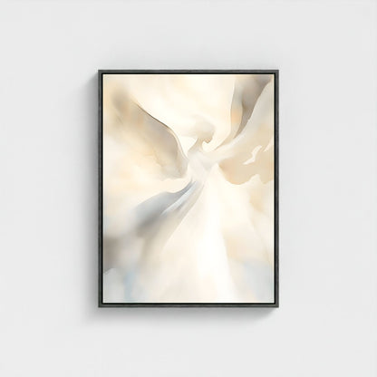 Soft Neutral Abstract Angel Framed Wall Art Canvas Print – Beige Cream Minimalist Modern Canvas Artwork for Scandinavian Home Decor