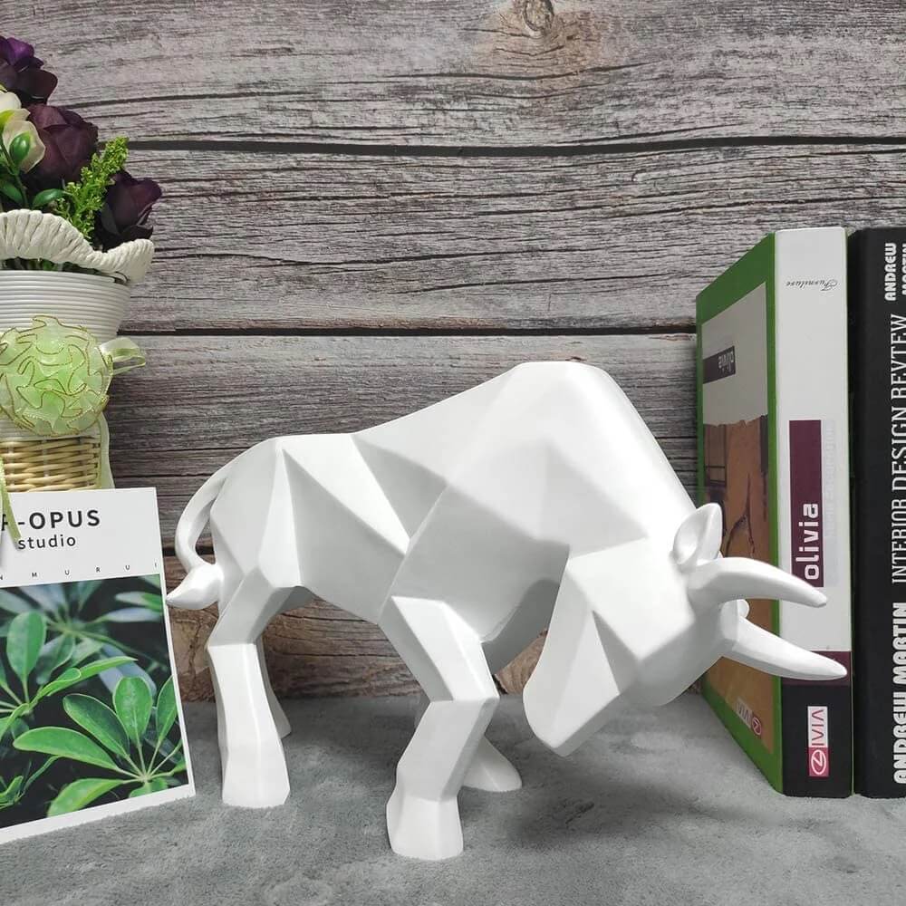 Taurus Bull Statue Sculpture Geometric Wildlife Ornament Modern Symbolic Art Decoration For Desktop Home Office Living Room Nordic Home Décor