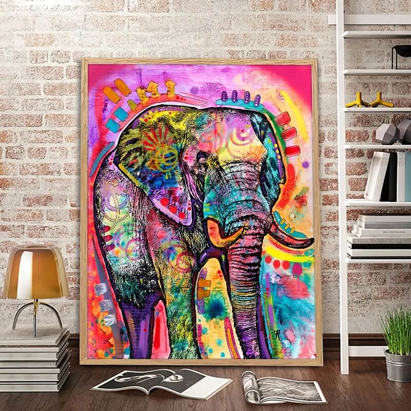 Street Graffiti Elephant Canvas Print Colorful Large Wall Art Animal Poster Pink Fine Art For Living Room Home Décor