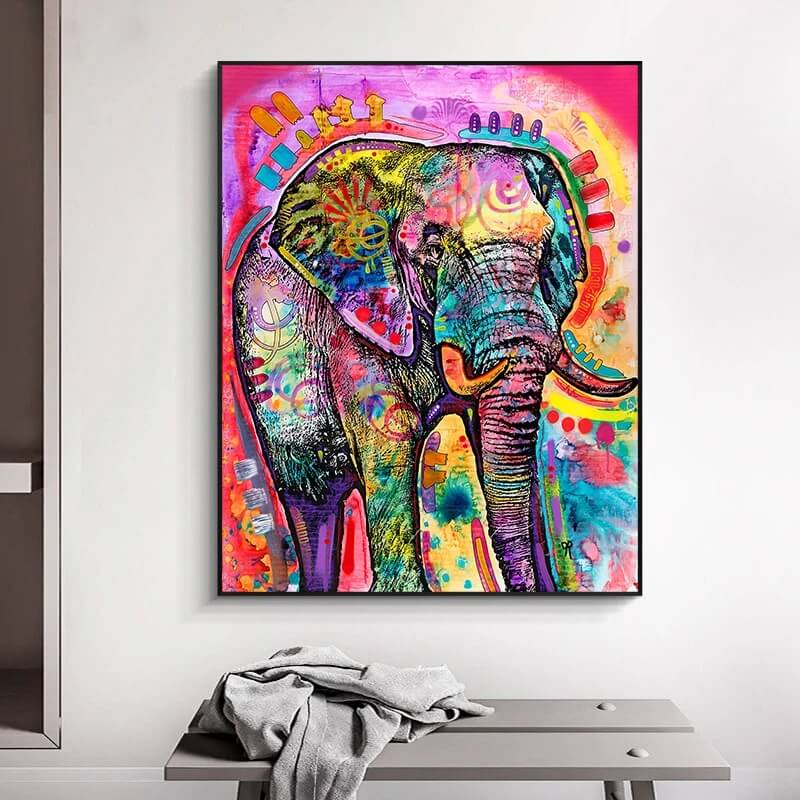 Street Graffiti Elephant Canvas Print Colorful Large Wall Art Animal Poster Pink Fine Art For Living Room Home Décor