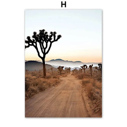 Sunset Desert Road Cactus Canyon Travel Wall Art Canvas Prints Nordic Posters Large Nature Pictures For Living Room Bedroom Décor