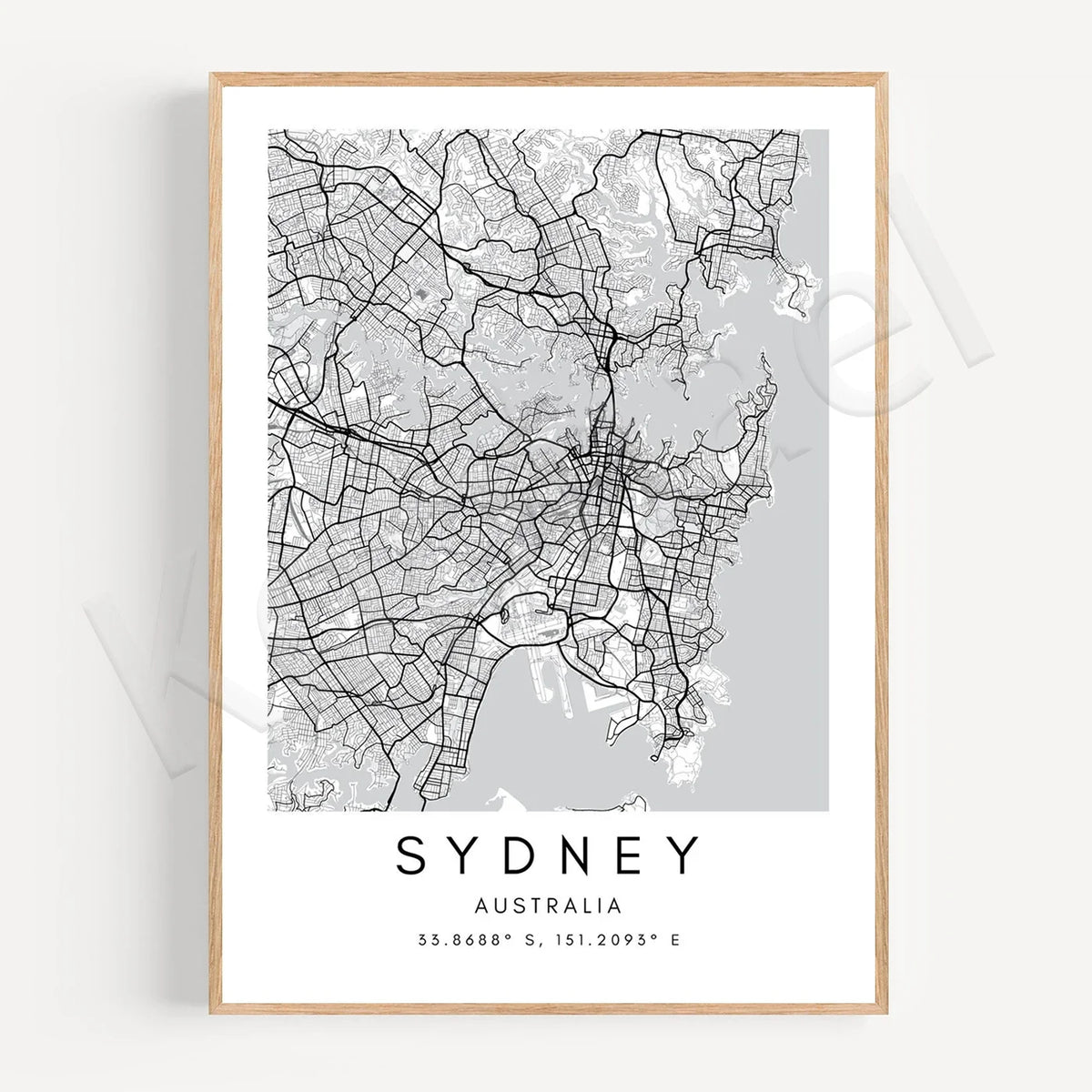 City Map Posters Wall Art - Beijing, Cape Town, Sydney, Los Angeles, Milan, Houston, Seattle, Abu Dhabi, Cornwall, Bristol, Gosport, Pudsey Wall Map Black White Canvas Prints Minimalist Posters For Office