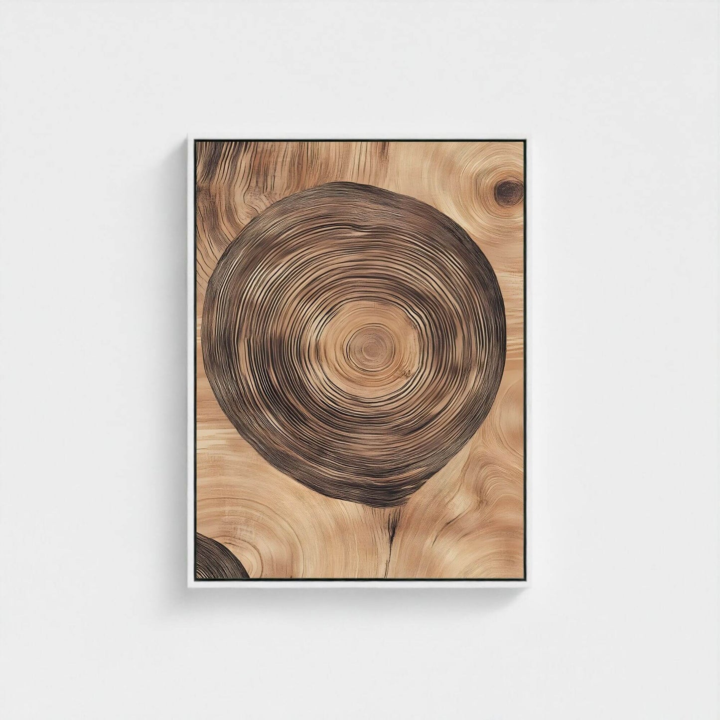 Tree Ring Wood Texture Framed Wall Art Canvas Print - Natural Rustic Wood Slice Artwork