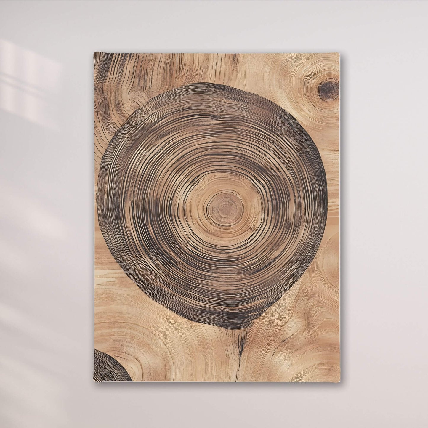 Tree Ring Wood Texture Framed Wall Art Canvas Print - Natural Rustic Wood Slice Artwork