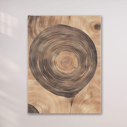 Tree Ring Wood Texture Framed Wall Art Canvas Print - Natural Rustic Wood Slice Artwork