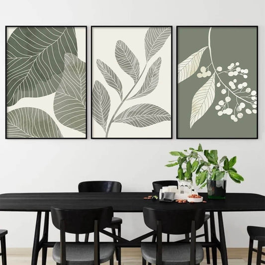 Tropical Green Leaves Boho Canvas Prints Wall Art Nordic Botanical Poster Pictures For Scandinavian Living Room Kitchen Home Décor
