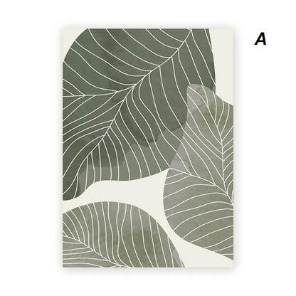 Tropical Green Leaves Boho Canvas Prints Wall Art Nordic Botanical Poster Pictures For Scandinavian Living Room Kitchen Home Décor