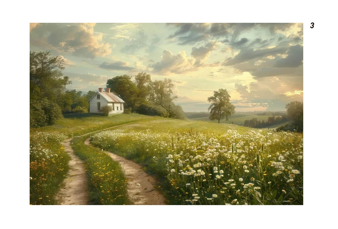 Vintage Wildflowers Fields Landscape Farmhouse Canvas Print Countryside Painting Large Wall Art For Living Room Home Décor