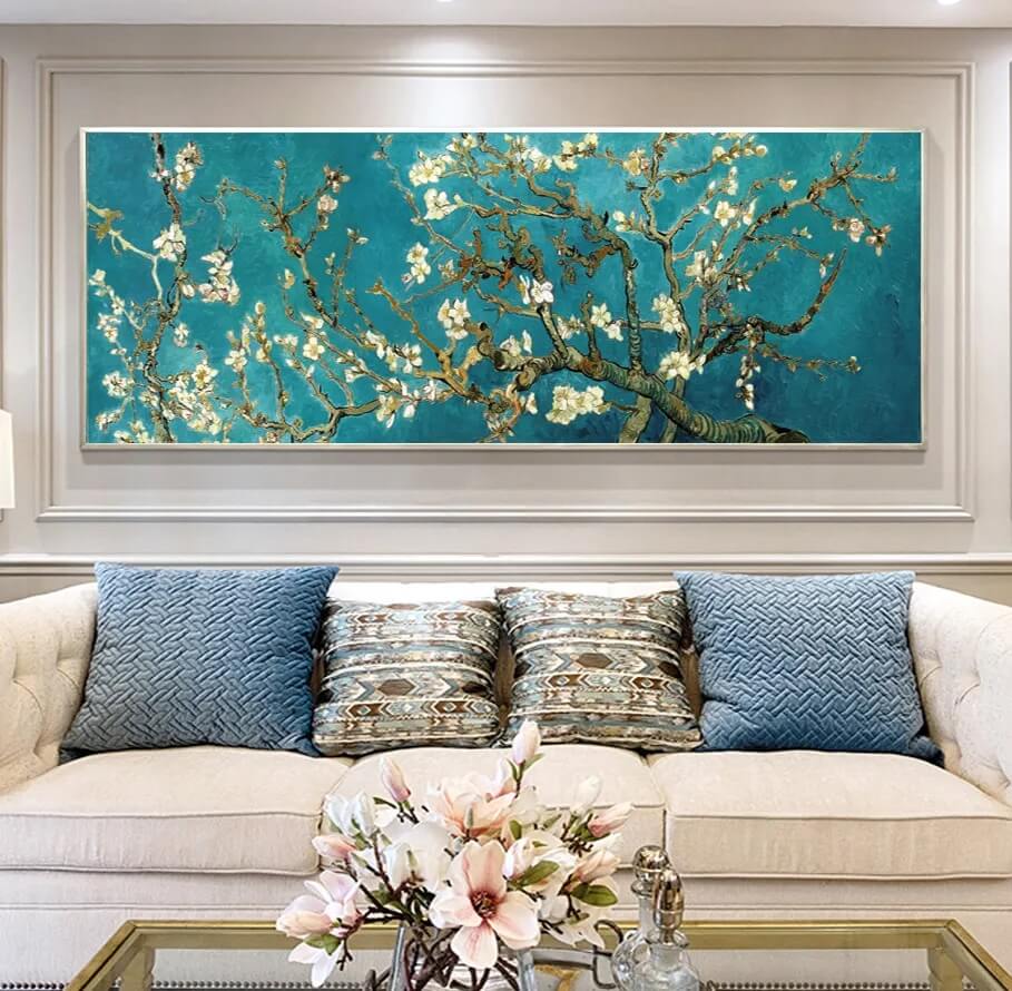 Van Gogh Almond Blossom Canvas Print Reproduction Poster Botanical Large Wall Art Flower Pictures For Living Room Bedroom Décor