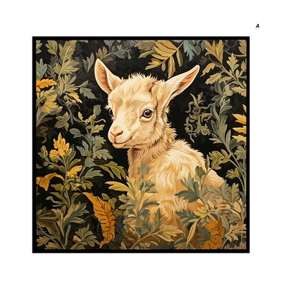 Vintage Dark Floral Woodland Animals Fox Deer Peacock William Morris Wall Art Canvas Prints For Modern Living Room Bedroom Home Décor