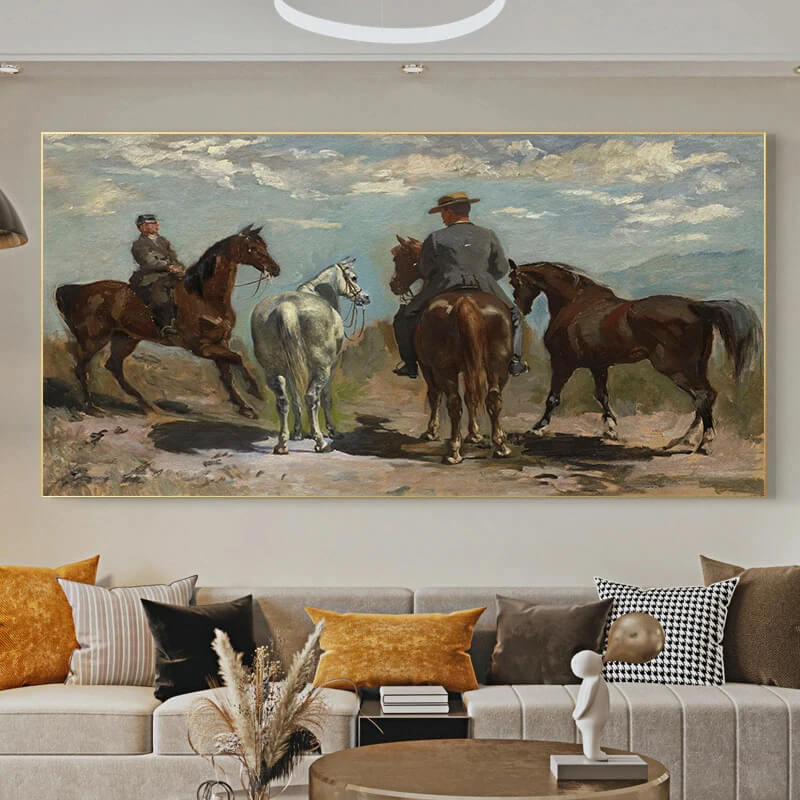 Vintage Equestrian Rustic Woman Horse Ride Antique Canvas Prints Wall Art For Living Room Home Décor