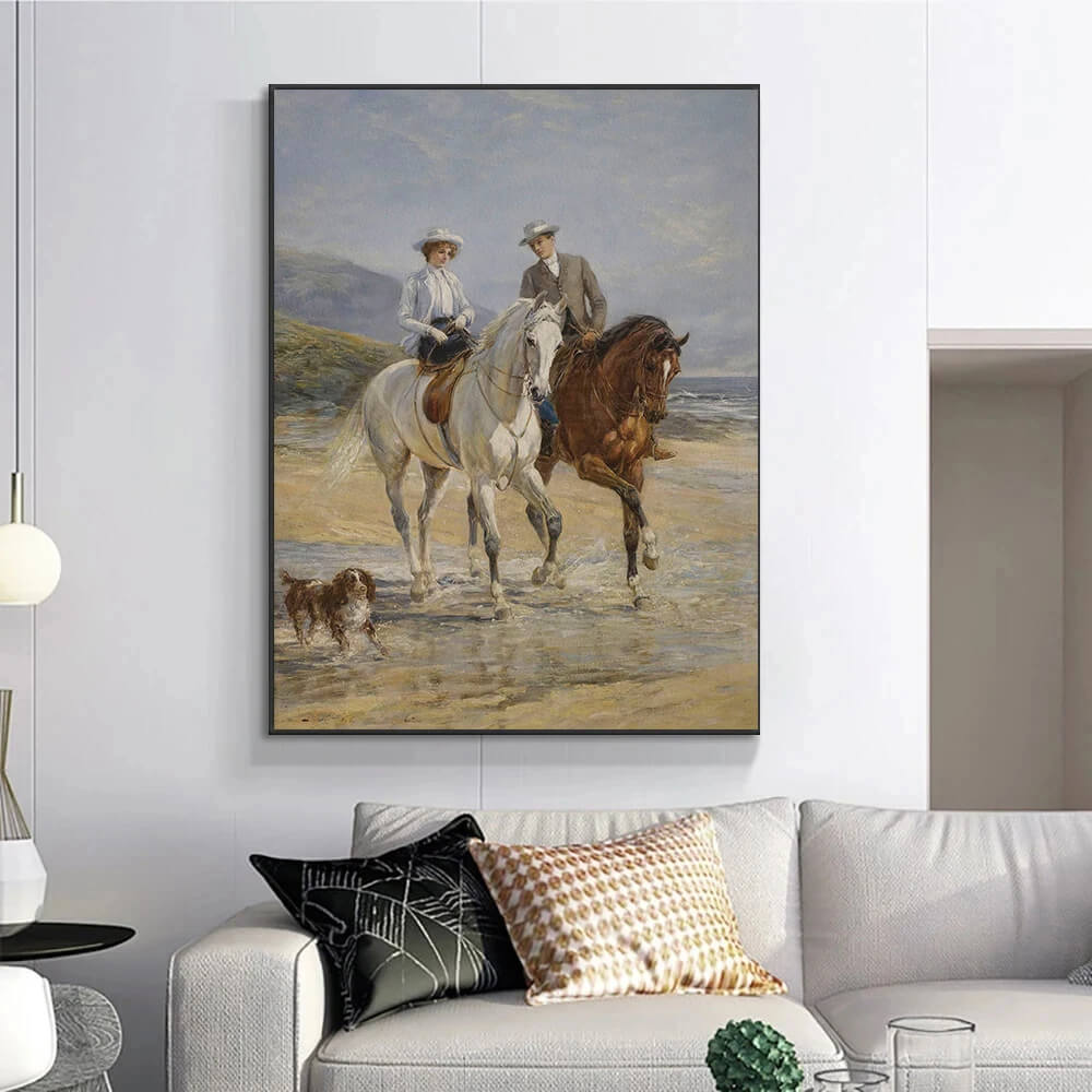 Vintage Equestrian Rustic Woman Horse Ride Antique Canvas Prints Wall Art For Living Room Home Décor