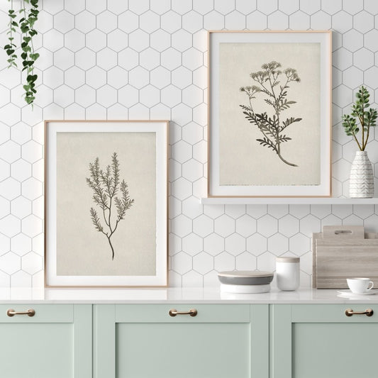 Vintage Minimalist Botanical Flowers Pastel Wall Art Canvas Prints For Scandinavian Living Room Kitchen Wall Decor