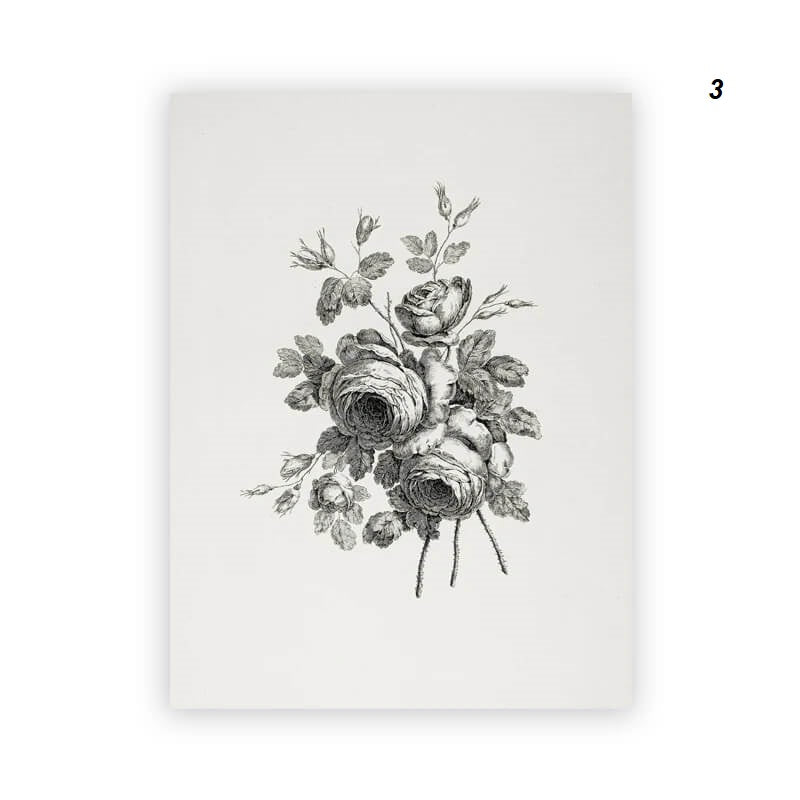 Vintage Rustic Black White Butterflies Landscape Flowers Canvas Print Nordic Country Minimalist Vintage Gallery Wall Art