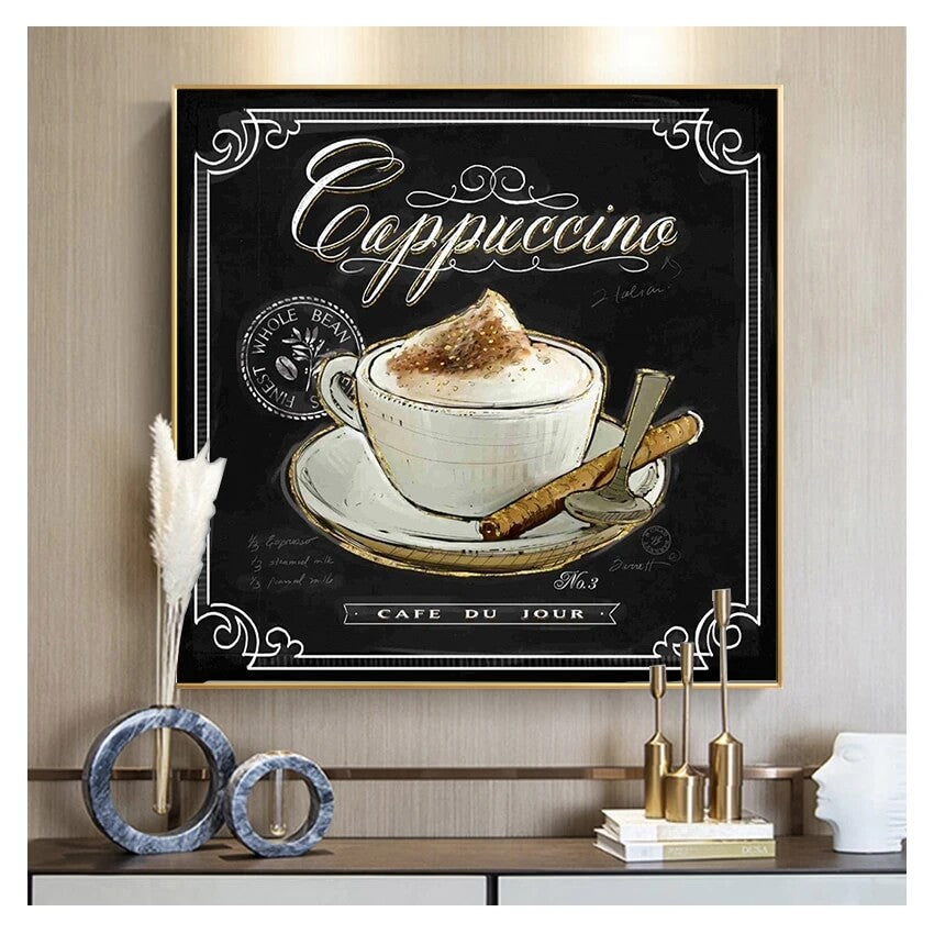 Vintage Coffee Canvas Prints Scandinavian Nordic Style Wall Art Cappuccino Espresso Retro Poster For Bars Cafe Kitchen Décor