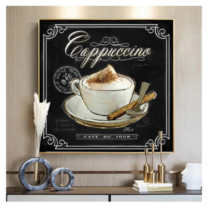 Vintage Coffee Canvas Prints Scandinavian Nordic Style Wall Art Cappuccino Espresso Retro Poster For Bars Cafe Kitchen Décor