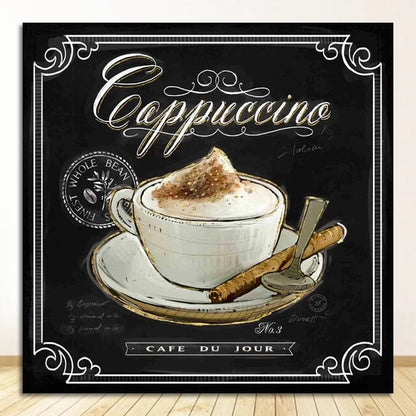 Vintage Coffee Canvas Prints Scandinavian Nordic Style Wall Art Cappuccino Espresso Retro Poster For Bars Cafe Kitchen Décor