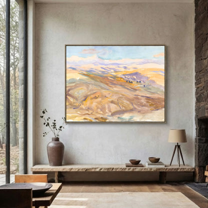 Watercolor Rolling Hills Landscape Wall Art Canvas Print - Modern Framed Wall Art