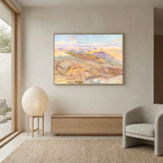 Watercolor Rolling Hills Landscape Wall Art Canvas Print - Modern Framed Wall Art